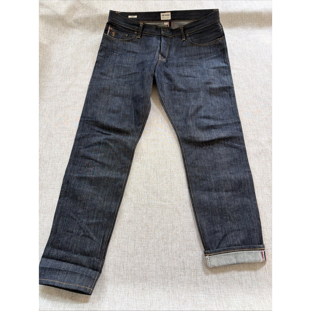 Todd Snyder Selvedge Jeans 34X32 American Denim Button Fly Slim Fit Dark Wash